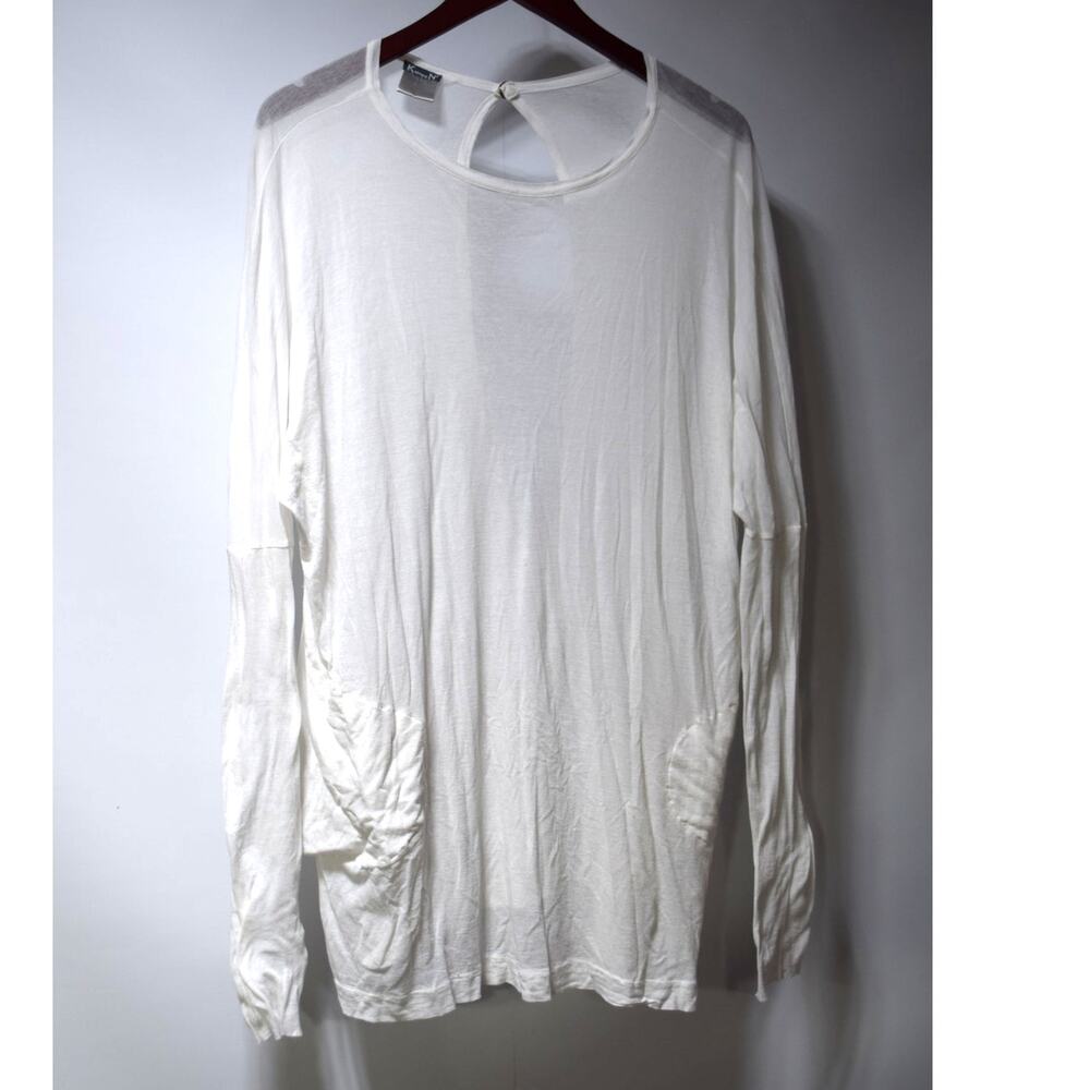 Kristensen Du Nord Ivory Long Sleeve Top Open Back Keyhole Luxury Minimalist